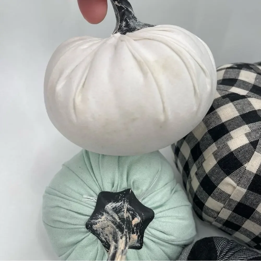 PUMPKIN Decor x 7 Home Buffalo Check Blue Table Mantel Fabric Gingham Fall